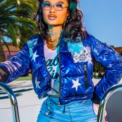 WOMENS OUTERWEAR INDIA LOVE IN CHLOE PUFFER JACKET-METALLIC BLUE Best Seller