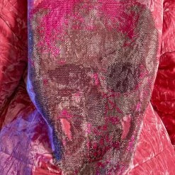 WOMENS OUTERWEAR SKULL VELVET PUFFER JACKET-PINK Best Seller