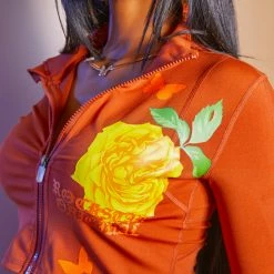 WOMENS ACTIVEWEAR BLOSSOM TUMMY TUCK ACTIVE SET-BROWN