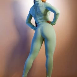 WOMENS ACTIVEWEAR BANKROLL TUMMY TUCK ACTIVE SET-GREEN Best Seller