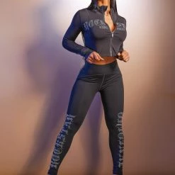 WOMENS ACTIVEWEAR Best Seller VERGE TUMMY TUCK ACTIVE SET-BLACK