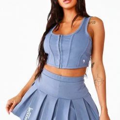 WOMENS DRESSES KATIA CORSET SKIRT SET - DENIM BLUE