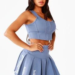 WOMENS DRESSES KATIA CORSET SKIRT SET - DENIM BLUE