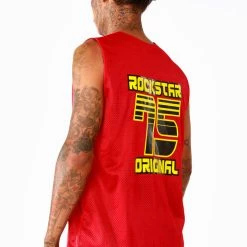 MENS TANKS RONALDO GRAPHIC PRINTED JERSEY- RED Tops