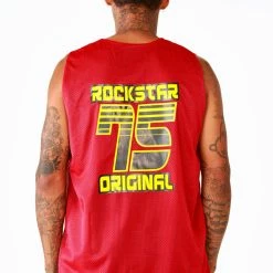 MENS TANKS RONALDO GRAPHIC PRINTED JERSEY- RED Tops
