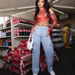 WOMENS TOPS HOT TAMALE CUT OUT TOP-RED