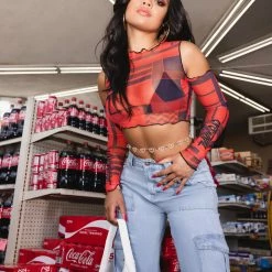 WOMENS TOPS HOT TAMALE CUT OUT TOP-RED