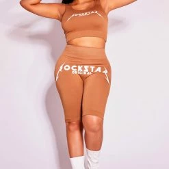 WOMENS ACTIVE SHORT SETS LILITH BIKER SHORT SET-MOCHA