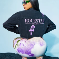 WOMENS JACKETS KINLEY DENIM JACKET-BLACK