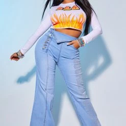 WOMENS TEES FUEGO LONG SLEEVE TEE-WHITE