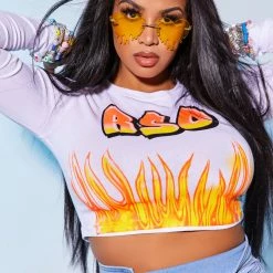 WOMENS TEES FUEGO LONG SLEEVE TEE-WHITE