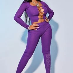WOMENS DRESSES Best Seller CARMEN MATCHING PANT SET-PURPLE