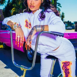 WOMENS TRACK SETS INDIA LOVE IN VENICE OVERSIZED TRACKSET-WHITE