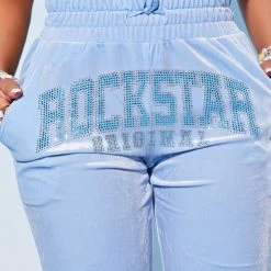 WOMENS TRACK SETS PARIS VELOUR TRACKSET-BABY BLUE