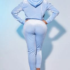 WOMENS TRACK SETS PARIS VELOUR TRACKSET-BABY BLUE