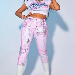 WOMENS JEANS INDIA LOVE IN PARTY GIRL SKINNY JEAN-PINK