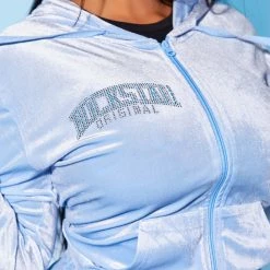 WOMENS TRACK SETS PARIS VELOUR TRACKSET-BABY BLUE