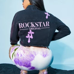 WOMENS JACKETS KINLEY DENIM JACKET-BLACK