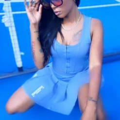 WOMENS DRESSES KATIA CORSET SKIRT SET - DENIM BLUE