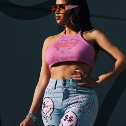 WOMENS TOPS KORI HALTER NECK TANK-PINK Best Seller