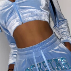 WOMENS TRACK SETS PARIS VELOUR TRACKSET-BABY BLUE