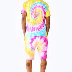 MENS SHORT SETS ZEPPLIN TIE DYE SHORT SET-ORG/PINK Track Sets