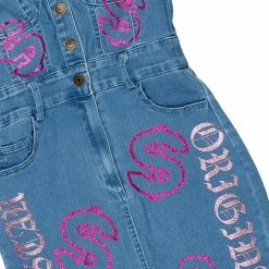 WOMENS DRESSES ALANIS DENIM MINI DRESS-MED.WASH