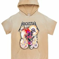 MENS HOODIES & SWEATSHIRTS ANGUS SHORT SLEEVE HOODIE-BEIGE Tops