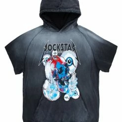 MENS HOODIES & SWEATSHIRTS ANGUS SHORT SLEEVE HOODIE-BLACK