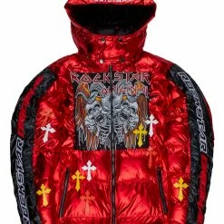 MENS OUTERWEAR Jackets & Outerwear ARNAV PATCHWORK PUFFER JACKET-RED