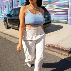 WOMENS TOPS Best Seller HOTTIE RIBBED TANK-BLUE