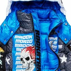 MENS OUTERWEAR BERGEN GRAPHIC PUFFER JACKET-BLACK/ROYAL