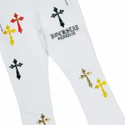 MENS TRACK SETS BERLIN T-SHIRT STACKED FLARE TRACKSET-WHITE