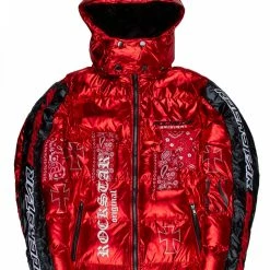 MENS OUTERWEAR BICKS PATCHWORK PUFFER JACKET-RED