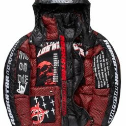 MENS OUTERWEAR BISHOP GRAPHIC PUFFER JACKET-RED/BLACK Jackets & Outerwear