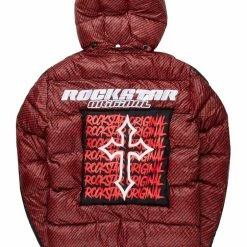 MENS OUTERWEAR BISHOP GRAPHIC PUFFER JACKET-RED/BLACK Jackets & Outerwear