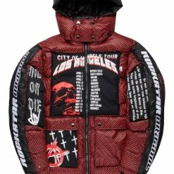 MENS OUTERWEAR BISHOP GRAPHIC PUFFER JACKET-RED/BLACK Jackets & Outerwear