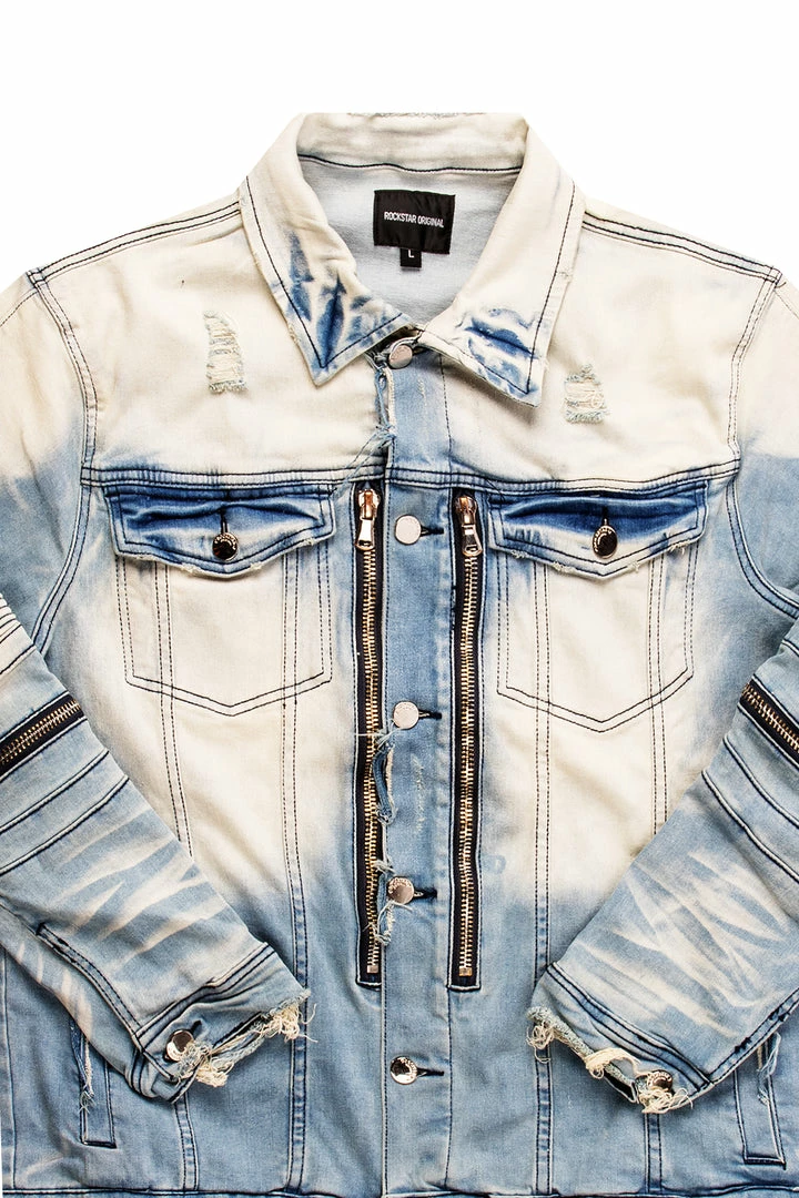 Best Pirce 💯 MENS DENIM JACKETS BK BIKER JACKET- LIGHT BLUE 😉 2 MENS DENIM JACKETS BK BIKER JACKET- LIGHT BLUE