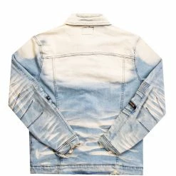 Best Pirce 💯 MENS DENIM JACKETS BK BIKER JACKET- LIGHT BLUE 😉 5 MENS DENIM JACKETS BK BIKER JACKET- LIGHT BLUE