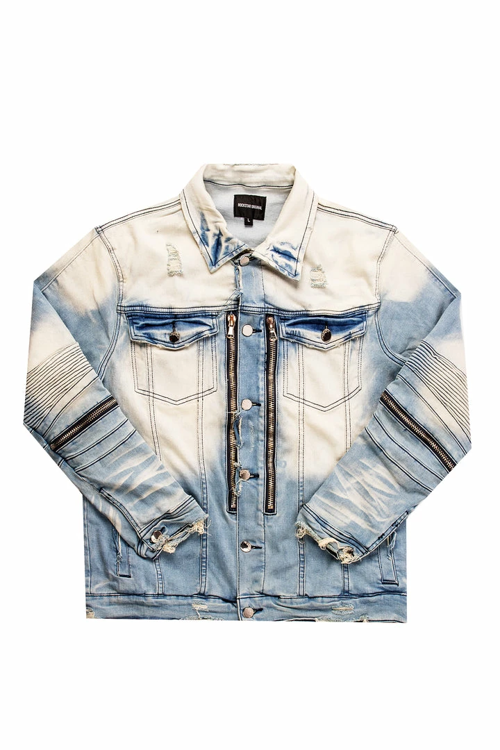Best Pirce 💯 MENS DENIM JACKETS BK BIKER JACKET- LIGHT BLUE 😉 1 MENS DENIM JACKETS BK BIKER JACKET- LIGHT BLUE