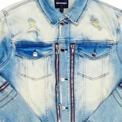 MENS DENIM JACKETS BK BIKER JACKET- DARK BLUE