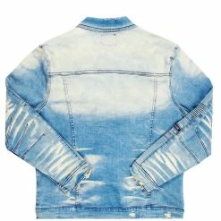 MENS DENIM JACKETS BK BIKER JACKET- DARK BLUE