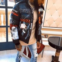 MENS OUTERWEAR Black Nash Graphic Print Puffer Jacket