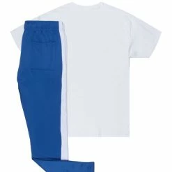 MENS TRACK SETS AUDACIO T-SHIRT/JOGGER SET-WHITE/BLUE