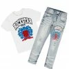 BOYS DENIM SETS New Arrivals BOYS AUDACIO T-SHIRT/JEAN SET-WHITE