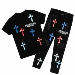 BOYS DENIM SETS BOYS BERLIN T-SHIRT/JEAN SET-BLACK New Arrivals