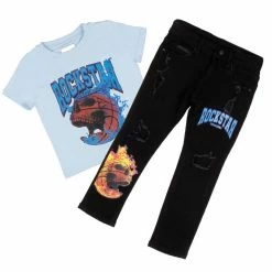 BOYS DENIM SETS BOYS GAIUS T-SHIRT/JEAN SET-LIGHT BLUE