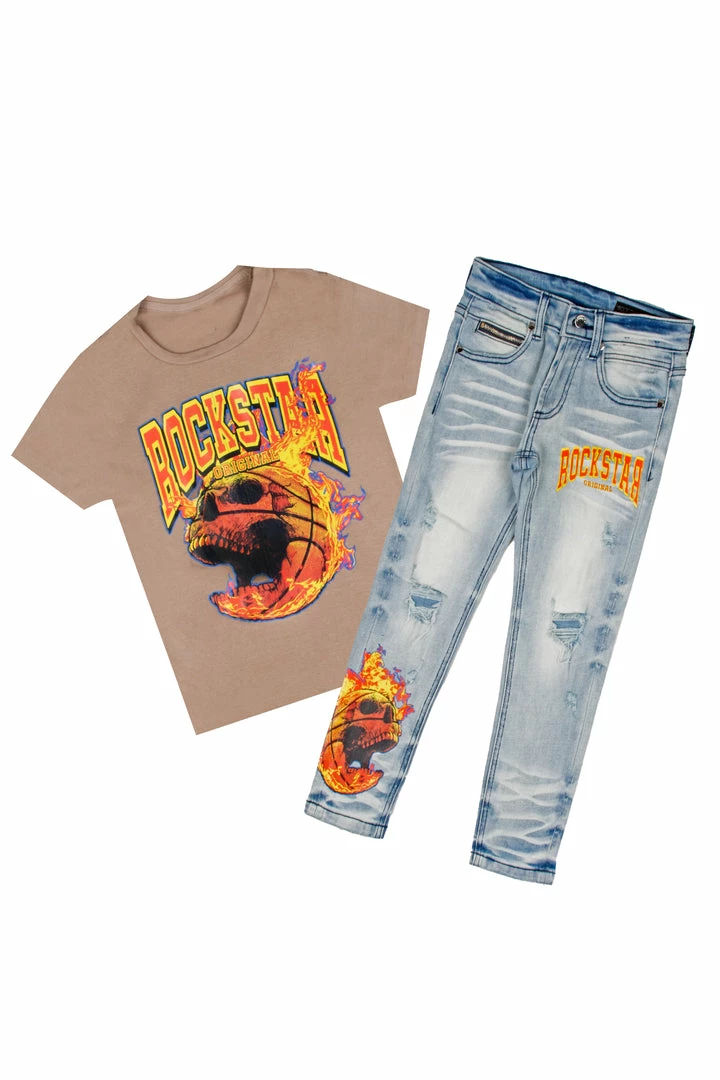 Cheapest ✨ BOYS DENIM SETS BOYS GAIUS T-SHIRT/JEAN SET-BEIGE New Arrivals ✨ 1 BOYS DENIM SETS BOYS GAIUS T-SHIRT/JEAN SET-BEIGE New Arrivals