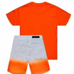 BOYS DENIM SETS BOYS NASH DENIM SHORT SET-ORANGE