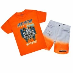 BOYS DENIM SETS BOYS NASH DENIM SHORT SET-ORANGE